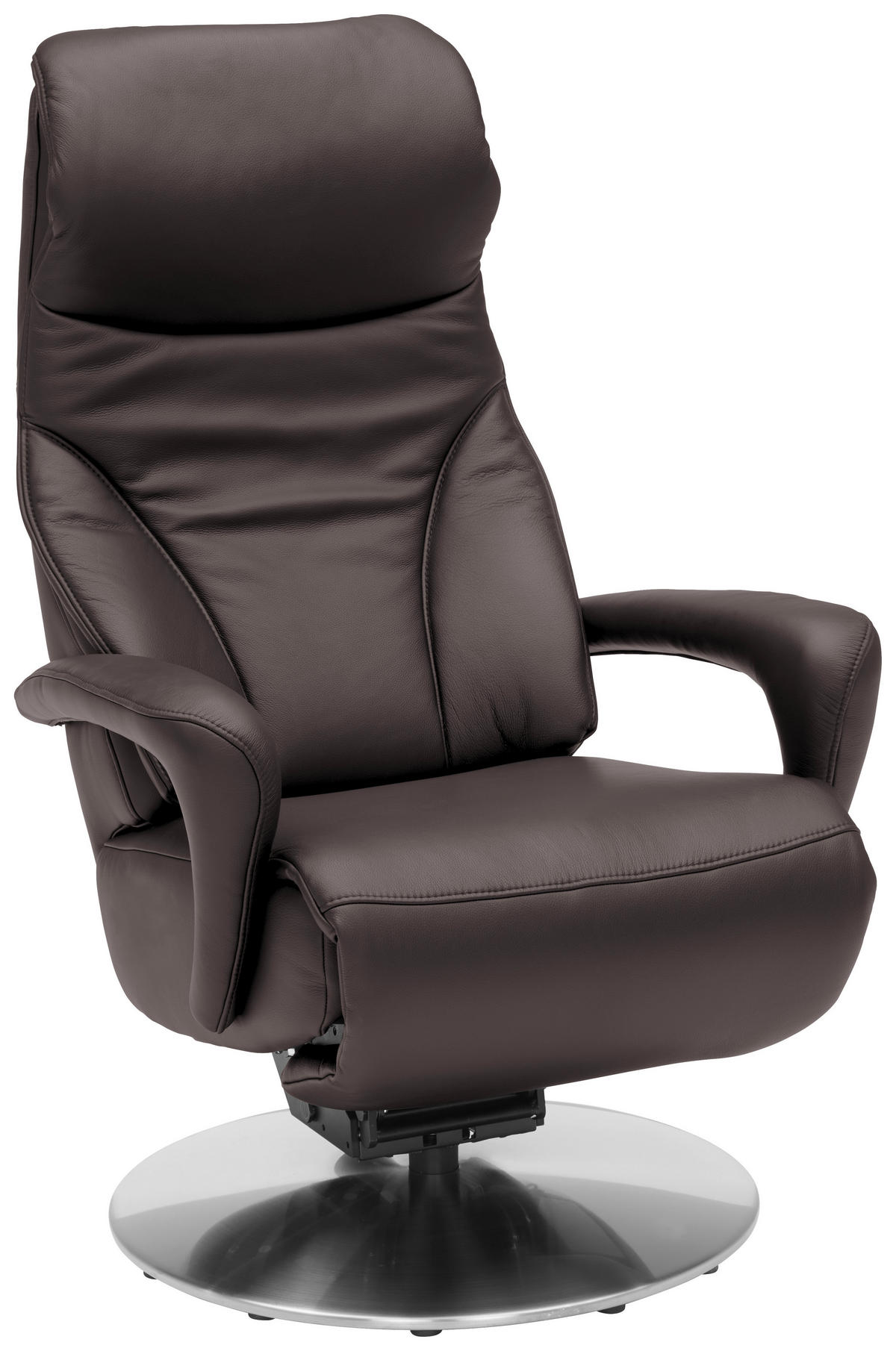 RELAXSESSEL in Leder Mokka  - Edelstahlfarben/Mokka, Design, Leder/Metall (75/117/88cm) - Dieter Knoll