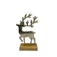 OKRASNI SEVERNI JELEN - srebrne barve/naravne barve, Basics, kovina/les (12,5/22,5/5cm) - Ambia Home