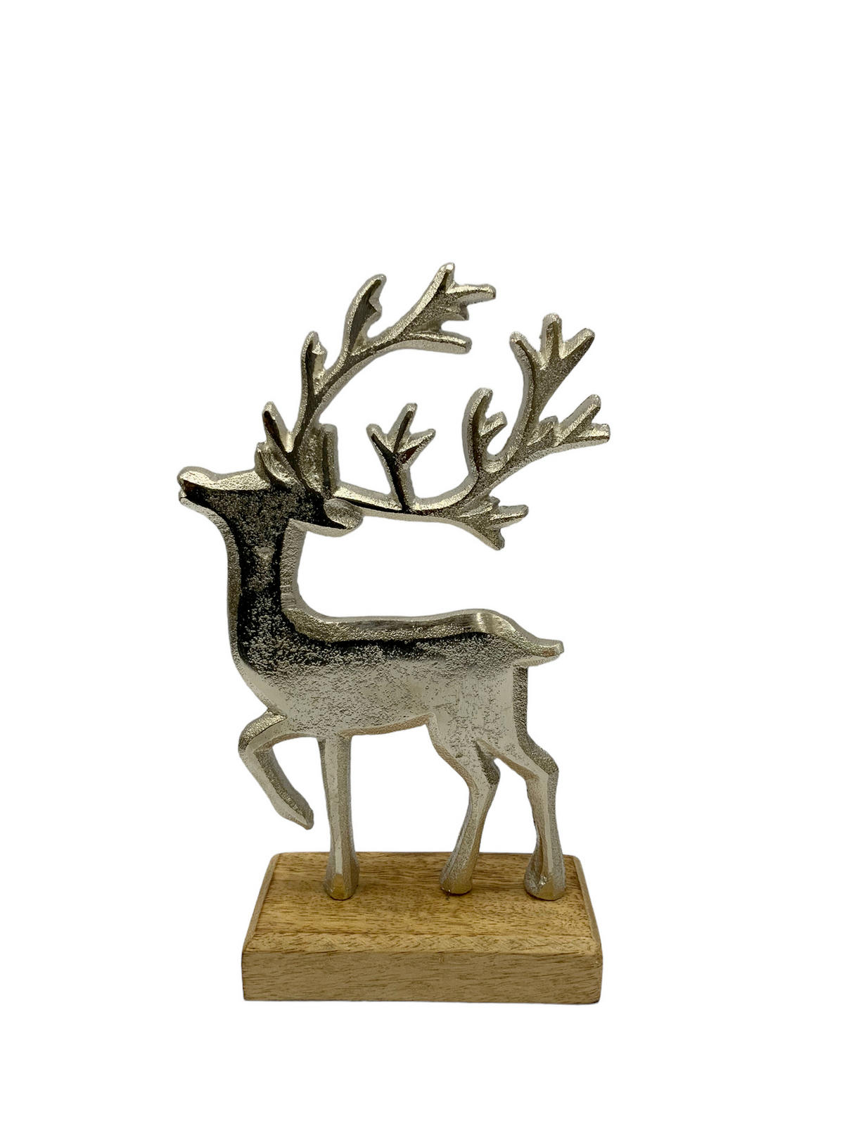 OKRASNI SEVERNI JELEN - srebrne barve/naravne barve, Basics, kovina/les (12,5/22,5/5cm) - Ambia Home