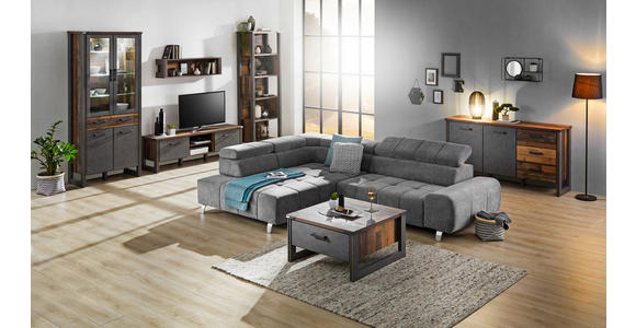 ECKSOFA in Webstoff Dunkelgrau  - Dunkelgrau/Silberfarben, Design, Textil/Metall (201/295cm) - Hom`in