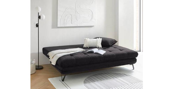 SCHLAFSOFA in Samt Schwarz - Schwarz, Design, Textil/Metall (205/79-96/85cm) - Novel
