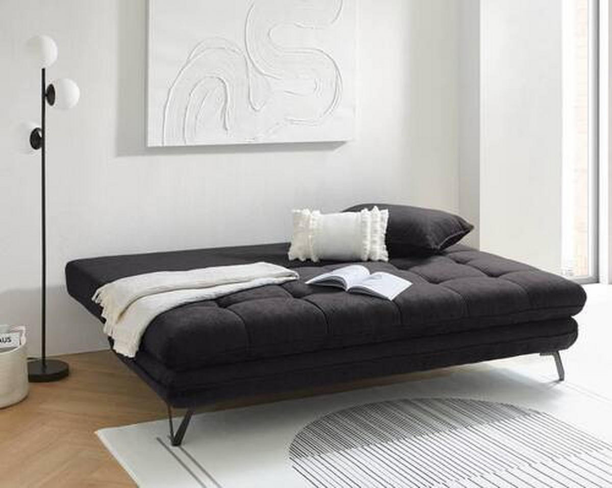 SCHLAFSOFA in Textil Schwarz  - Schwarz, Design, Textil/Metall (205/79-96/85cm) - Novel