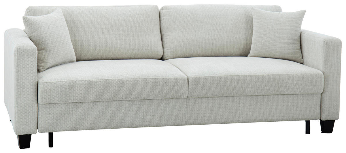SCHLAFSOFA NOLA in Leinenoptik Beige  - Beige/Schwarz, Design, Holz/Textil (220,5/86/96cm) - Livetastic