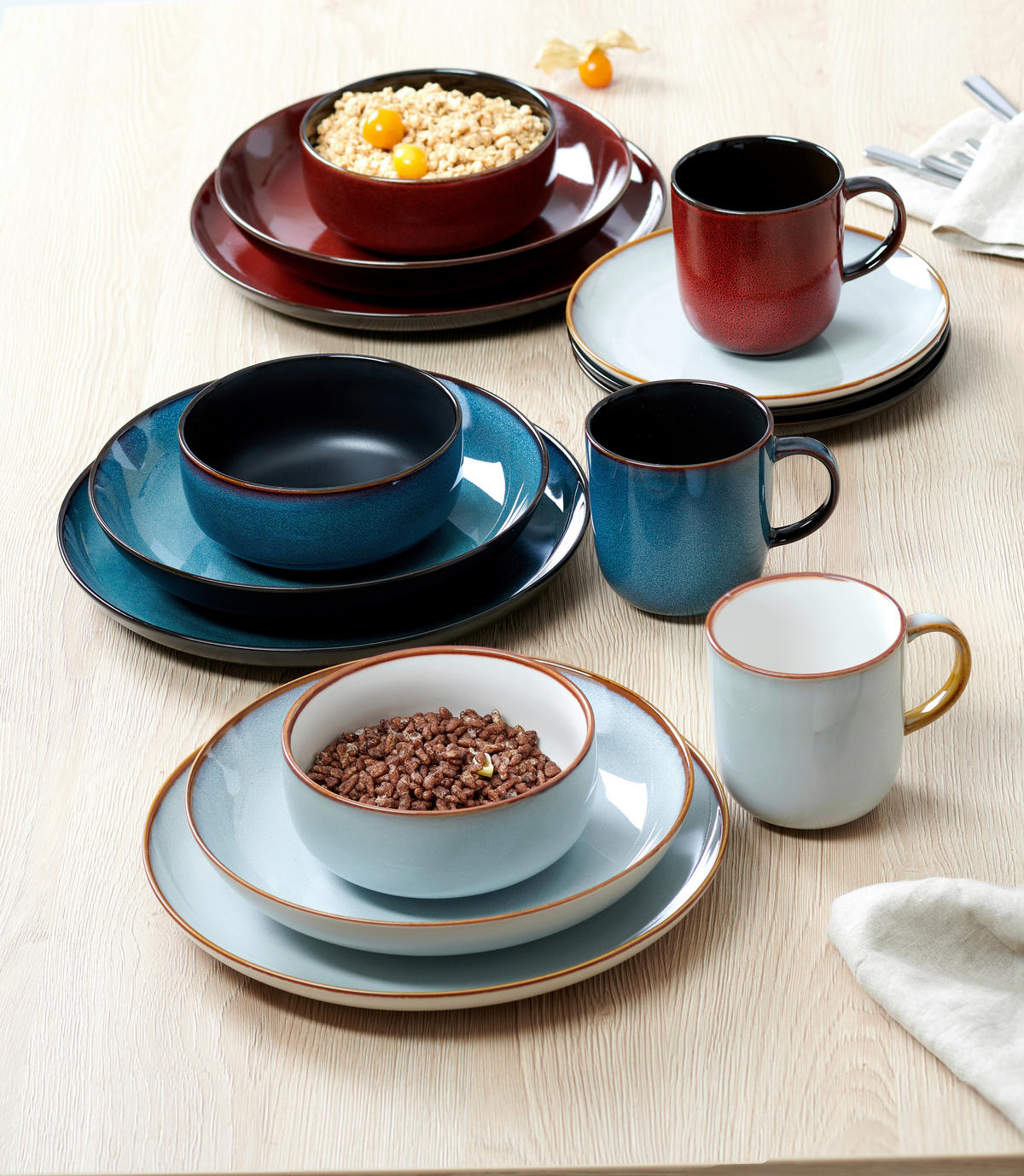 FRÜHSTÜCKSSET Blau BALI  - Blau, Trend, Keramik (33,5/21,5/22cm) - Ritzenhoff Breker