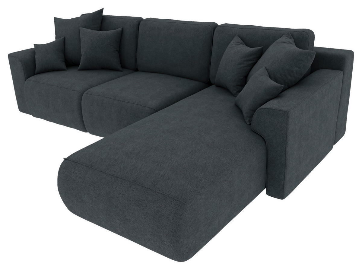 ECKSOFA in Lederlook Anthrazit  293/195 cm  - Chromfarben/Anthrazit, KONVENTIONELL, Kunststoff/Textil (293/195cm) - Carryhome