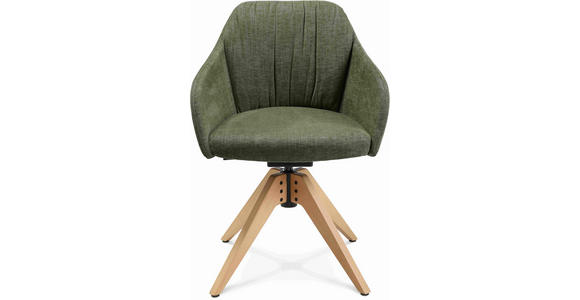 ARMLEHNSTUHL in Velours - Eichefarben/Grün, Design, Holz/Textil (58/82,5-85,2/60cm) - Johann Jakob