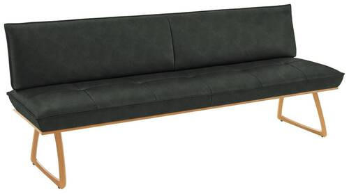 SITZBANK 214/88/66 cm Echtleder Dunkelgrün, Wildeiche Wildeiche furniert, massiv Holz  - Wildeiche/Dunkelgrün, Design, Leder/Holz (214/88/66cm) - Koinor