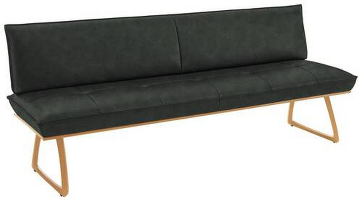SITZBANK 214/88/66 cm Echtleder Dunkelgrün, Wildeiche Wildeiche furniert, massiv Holz  - Wildeiche/Dunkelgrün, Design, Leder/Holz (214/88/66cm) - Koinor