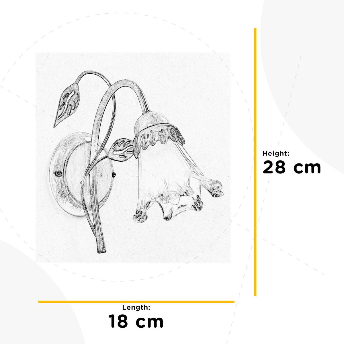 WANDLEUCHTE 18/23/25 cm   - Weiß, KONVENTIONELL, Glas/Metall (18/23/25cm)