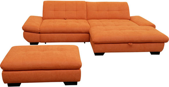 ECKSOFA  in Mikrofaser Orange  290/198 cm  - Schwarz/Orange, Design, Textil/Metall (290/198cm) - Xora