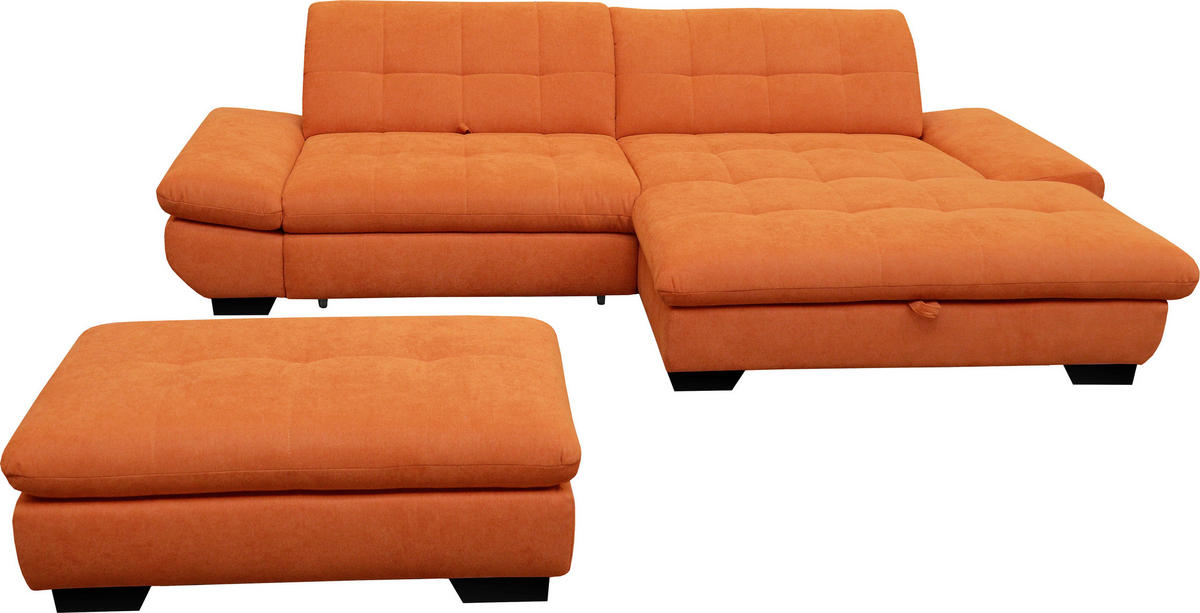 ECKSOFA in Mikrofaser Orange  - Schwarz/Orange, Design, Textil/Metall (290/198cm) - Xora