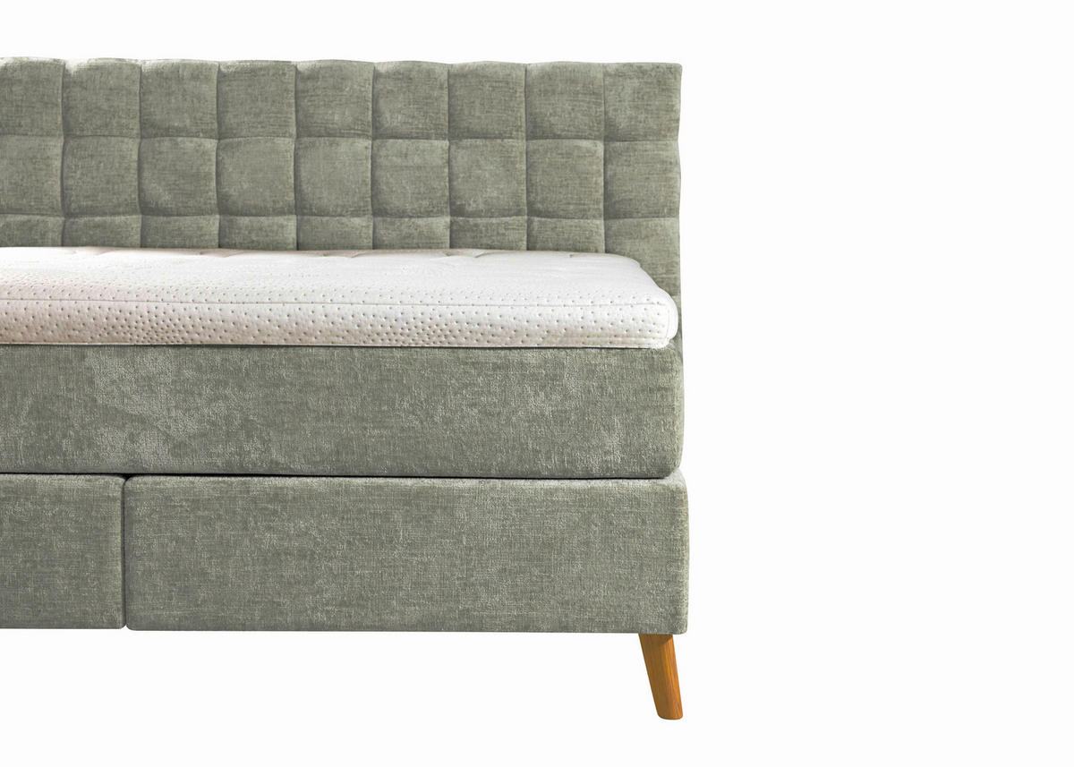 BOXSPRINGBETT 180/200 cm  in Hellgrün  - Eichefarben/Hellgrün, Design, Holz/Textil (180/200cm) - Esposa