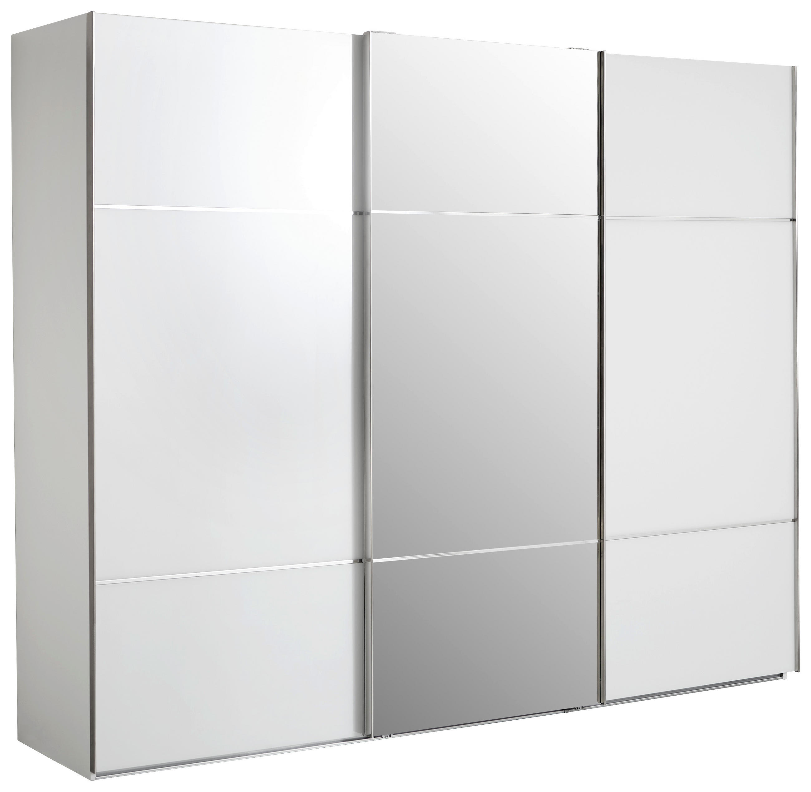 SCHWEBETÜRENSCHRANK 271/223/68 cm 3-türig Weiß - Chromfarben/Weiß, KONVENTIONELL, Glas/Holzwerkstoff (271/223/68cm) - Novel