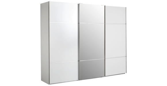 SCHWEBETÜRENSCHRANK 271/223/68 cm 3-türig Weiß - Chromfarben/Weiß, KONVENTIONELL, Glas/Holzwerkstoff (271/223/68cm) - Novel