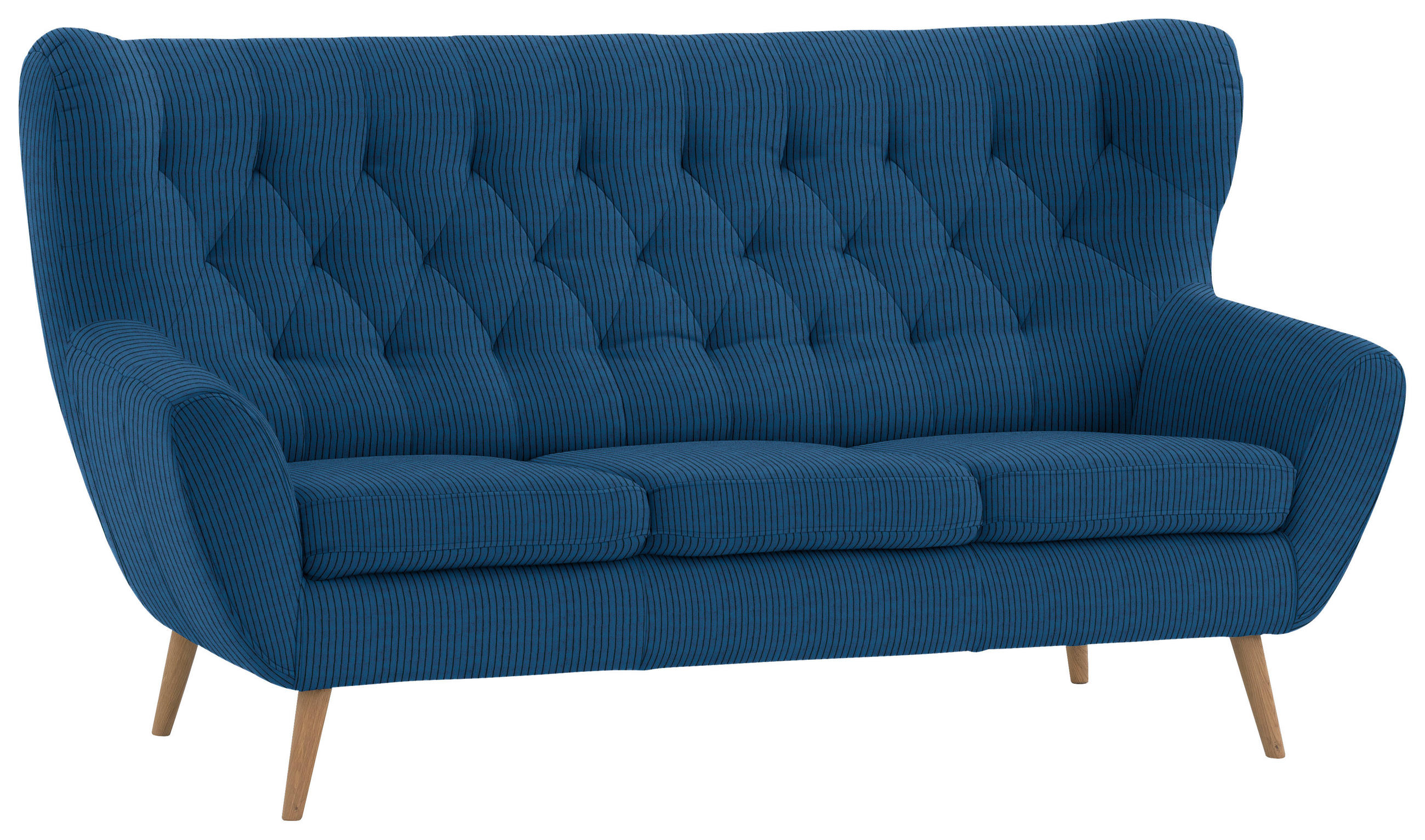 3-SITZER-SOFA in Cord Blau  - Blau, Design, Holz/Textil (187/101/95cm) - Stylife