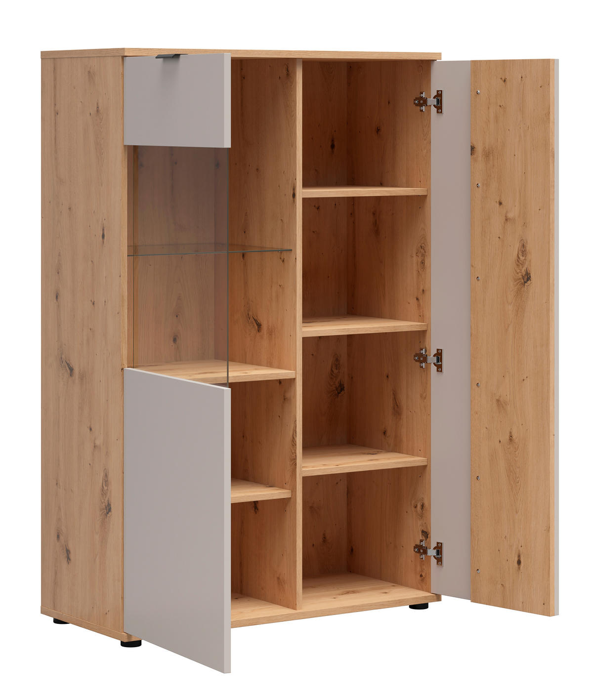 HIGHBOARD , 90,5/137,5/40 cm,  - Kaschmir/Schwarz, MODERN, Glas/Holzwerkstoff (90,5/137,5/40cm) - Milino