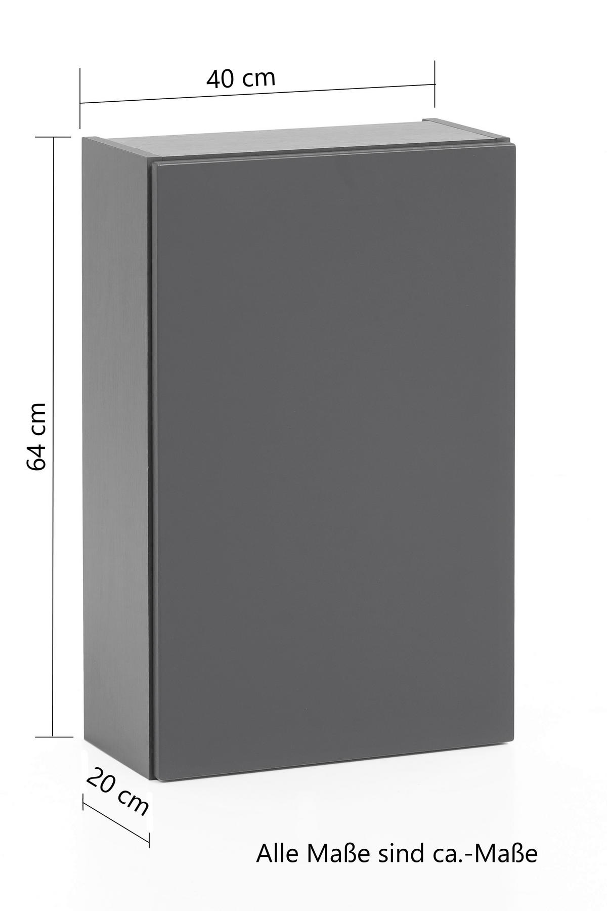 HÄNGESCHRANK 40/64/20 cm  - Graphitfarben/Grau, Natur, Holzwerkstoff (40/64/20cm) - Xora