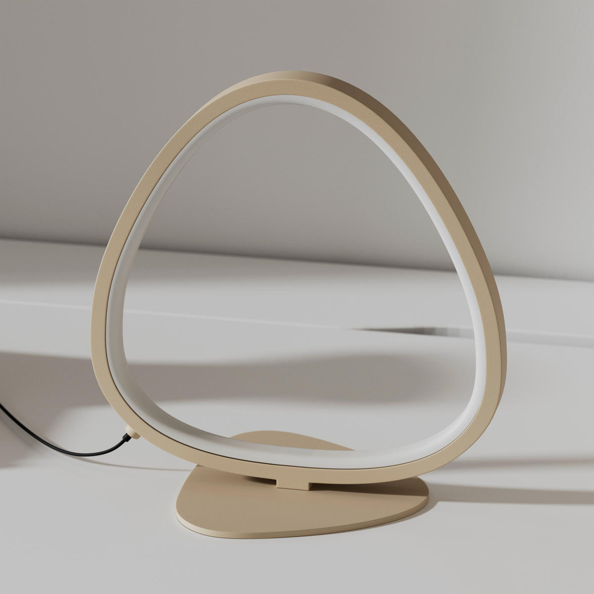 LED-TISCHLEUCHTE Acrux 22,6/14/23 cm  - Sandfarben, Design, Kunststoff/Metall (22,6/14/23cm) - Novel