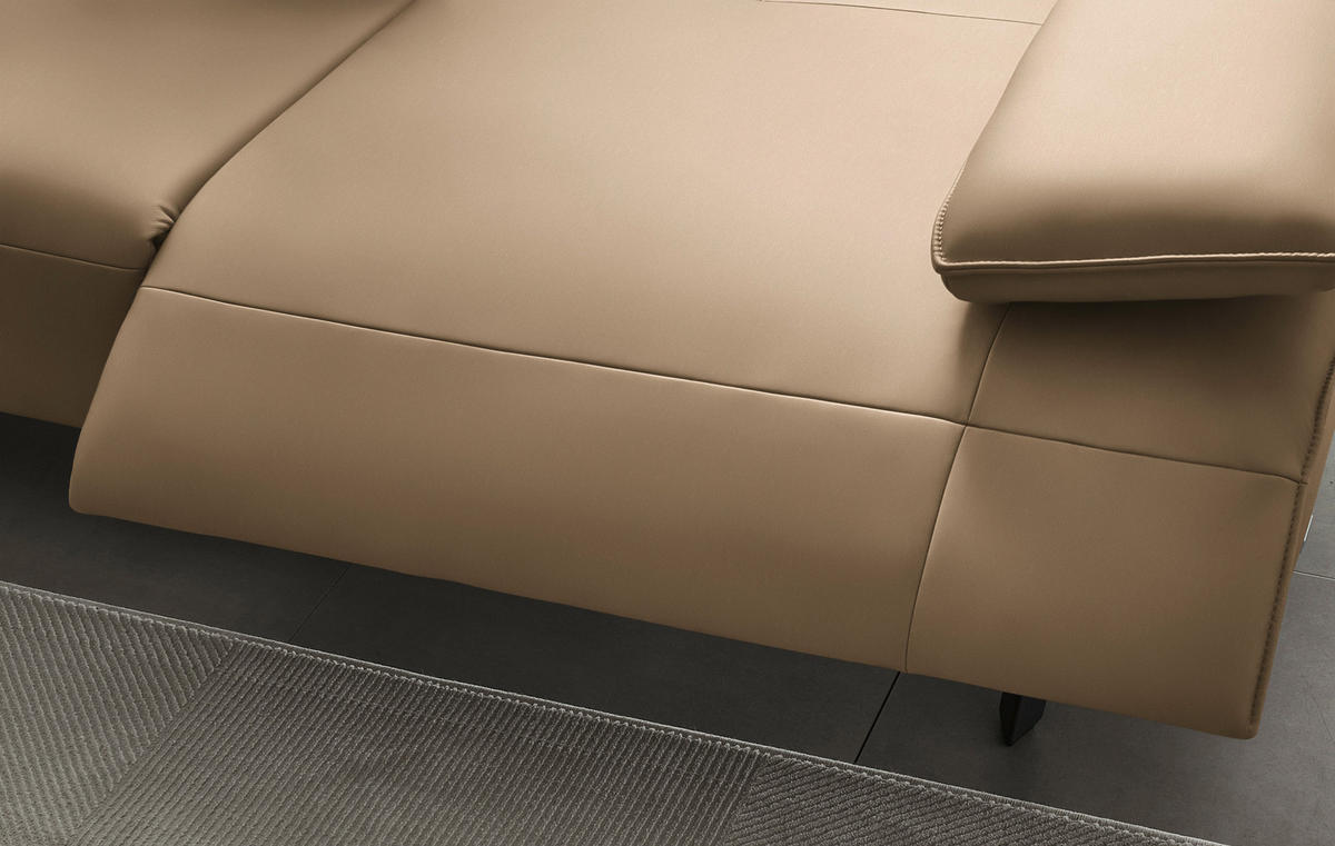 ECKSOFA Echtleder Sandfarben  - Sandfarben/Anthrazit, Design, Leder/Metall (230/290cm) - Johann Jakob