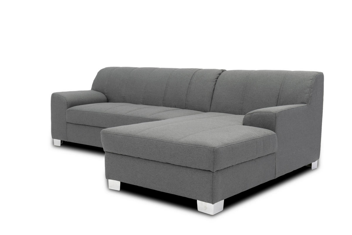 ECKSOFA CAPRI Grau Struktur  - Chromfarben/Grau, KONVENTIONELL, Textil/Metall (239/152cm) - MID.YOU