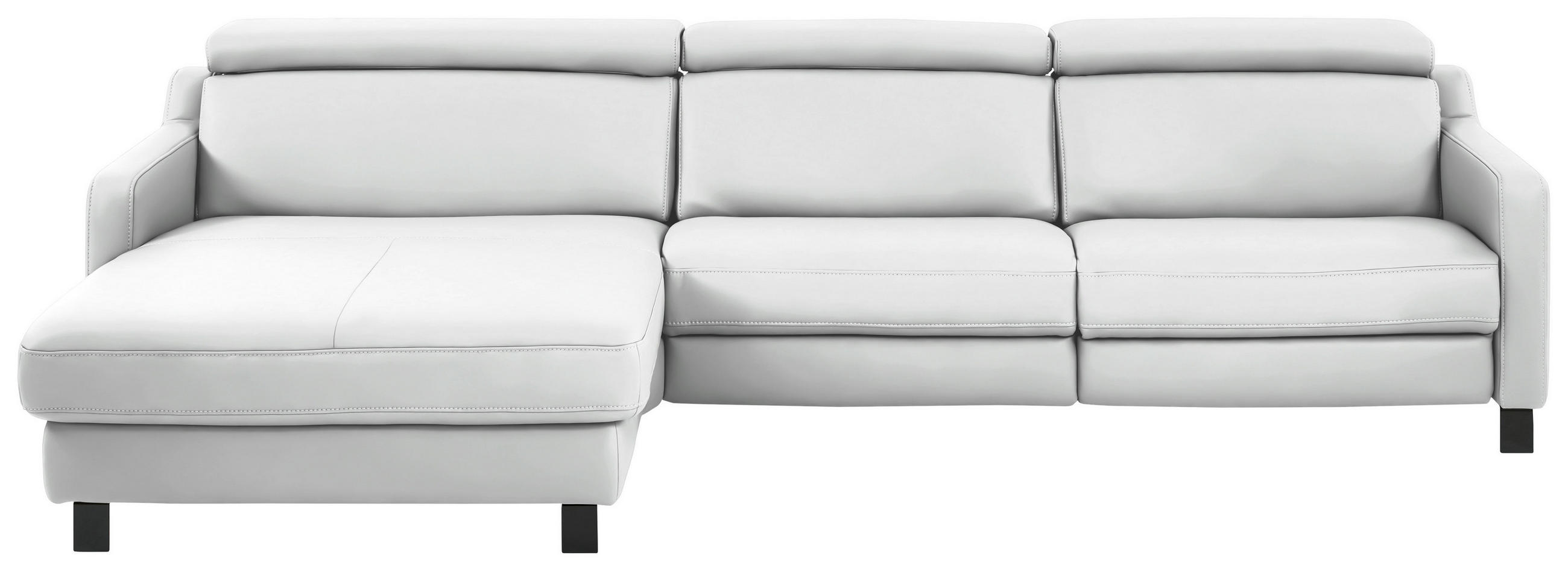 ECKSOFA Echtleder Weiss  - Weiss/Schwarz, Design, Leder/Metall (176/291cm) - Valdera
