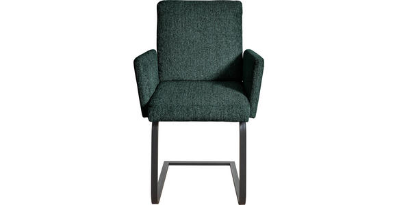 ARMLEHNSTUHL in Stahl Chenille - Schwarz/Grün, Design, Textil/Metall (56/92/60cm) - Dieter Knoll
