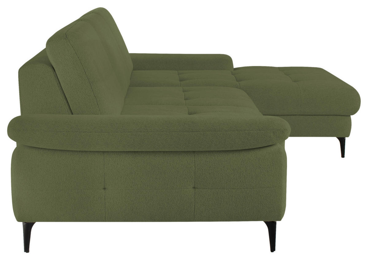 ECKSOFA ALMA Grün Chenille  - Schwarz/Grün, Design, Textil/Metall (285/191cm) - Livetastic
