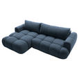 ECKSOFA Dunkelblau Struktur Rückenkissen, Bettkasten, Schlaffunktion, Rücken echt, Liegefläche im Originalstoff  - Schwarz/Dunkelblau, KONVENTIONELL, Kunststoff/Textil (172/272cm) - Carryhome