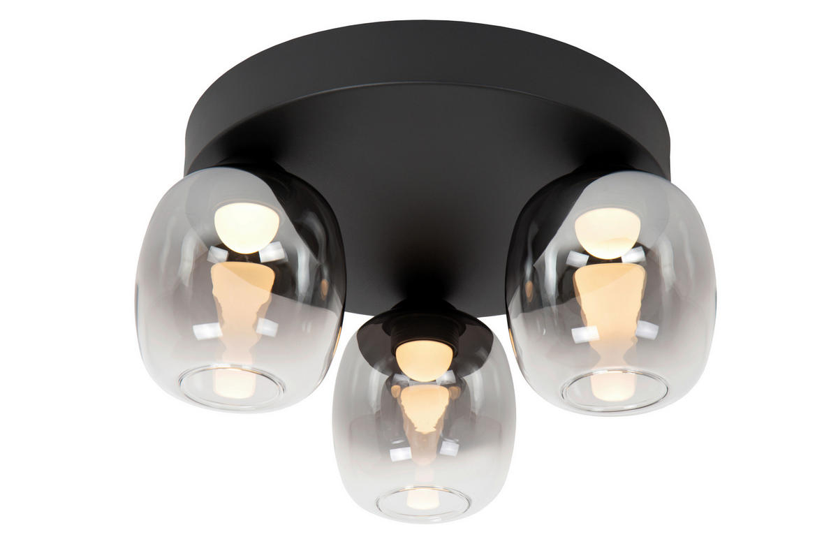 DECKENLEUCHTE TAMINO 36/36/18.5 cm   - Schwarz, Design, Metall (36/36/18.5cm) - Lucide