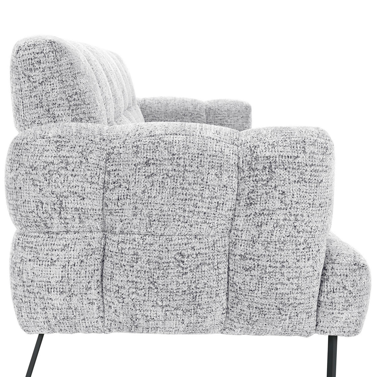 SITZBANK 176/91/78 cm Chenille Weiß Metall  - Schwarz/Weiß, Design, Textil/Metall (176/91/78cm) - Novel