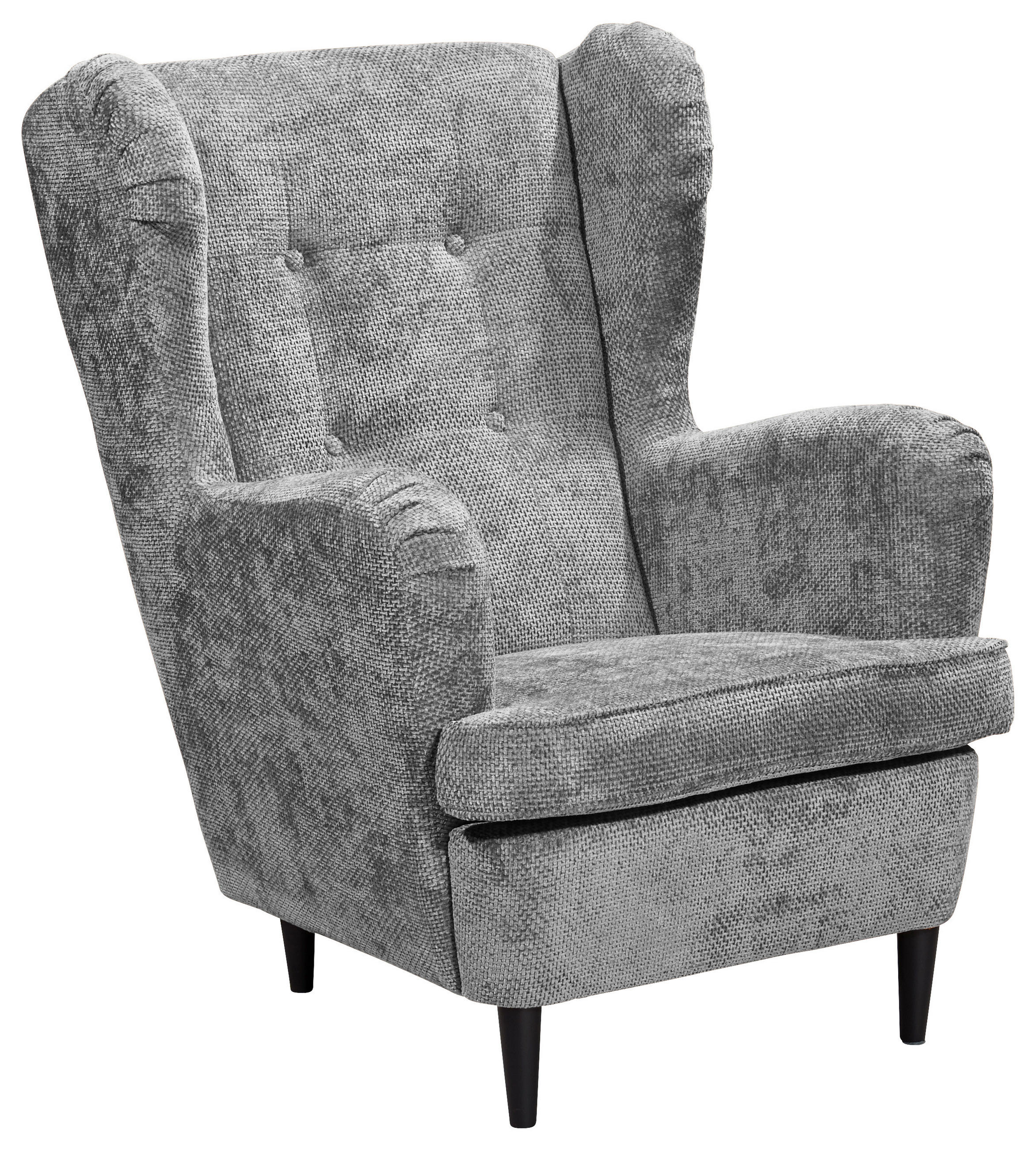 OHRENSESSEL Webstoff Grau  - Schwarz/Grau, KONVENTIONELL, Holz/Textil (78/102/98cm) - MID.YOU
