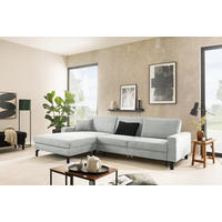 ECKSOFA in Cord Silberfarben  - Silberfarben/Schwarz, Design, Textil/Metall (298/185-209cm) - Pure Home Lifestyle