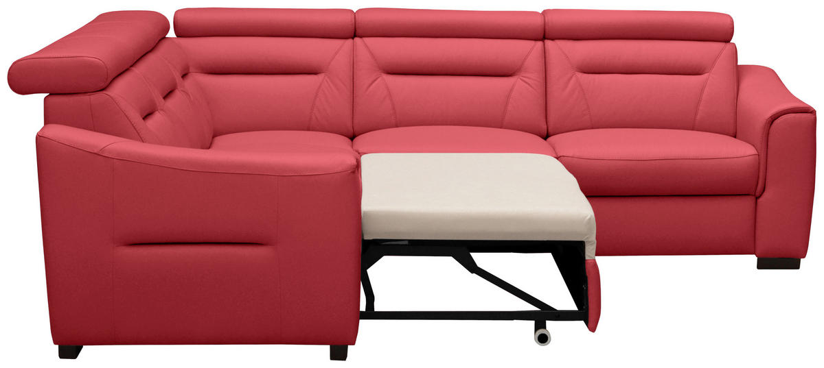 ECKSOFA Lederlook Echtleder Rot  - Wengefarben/Rot, Design, Leder/Holz (260/260cm) - Celina Home