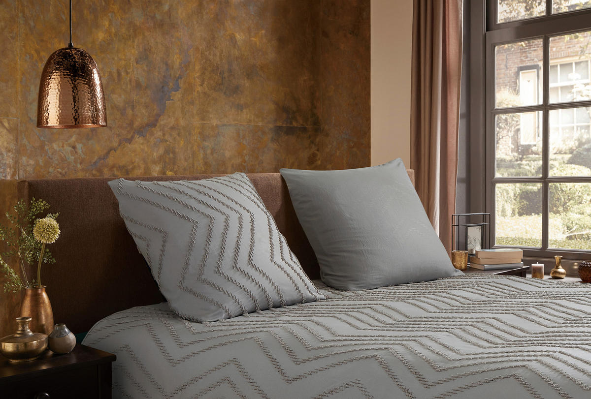 BETTWÄSCHE Zigzag Mikrofaser 155/220 cm  - Grau, Basics, Textil (155/220cm)