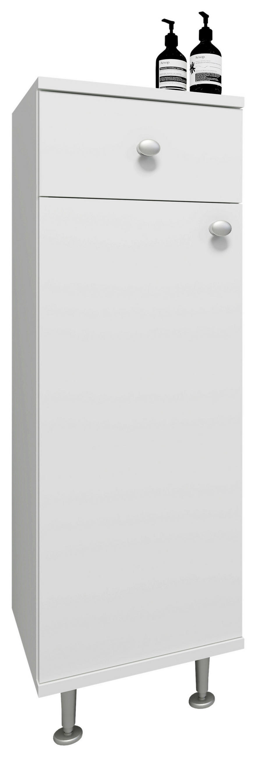 UNTERSCHRANK in - Weiss/Silberfarben, Modern, Holzwerkstoff/Kunststoff (30/95/30cm) - MID.YOU