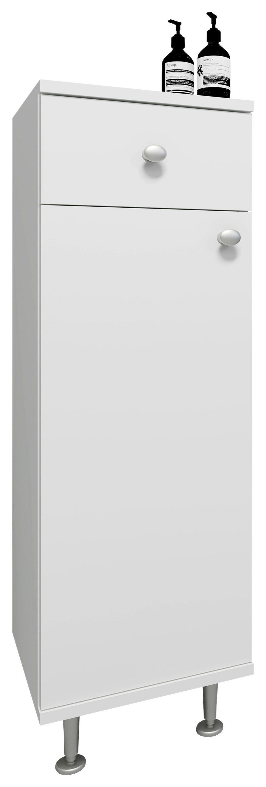 UNTERSCHRANK in   - Weiss/Silberfarben, Modern, Holzwerkstoff/Kunststoff (30/95/30cm) - MID.YOU