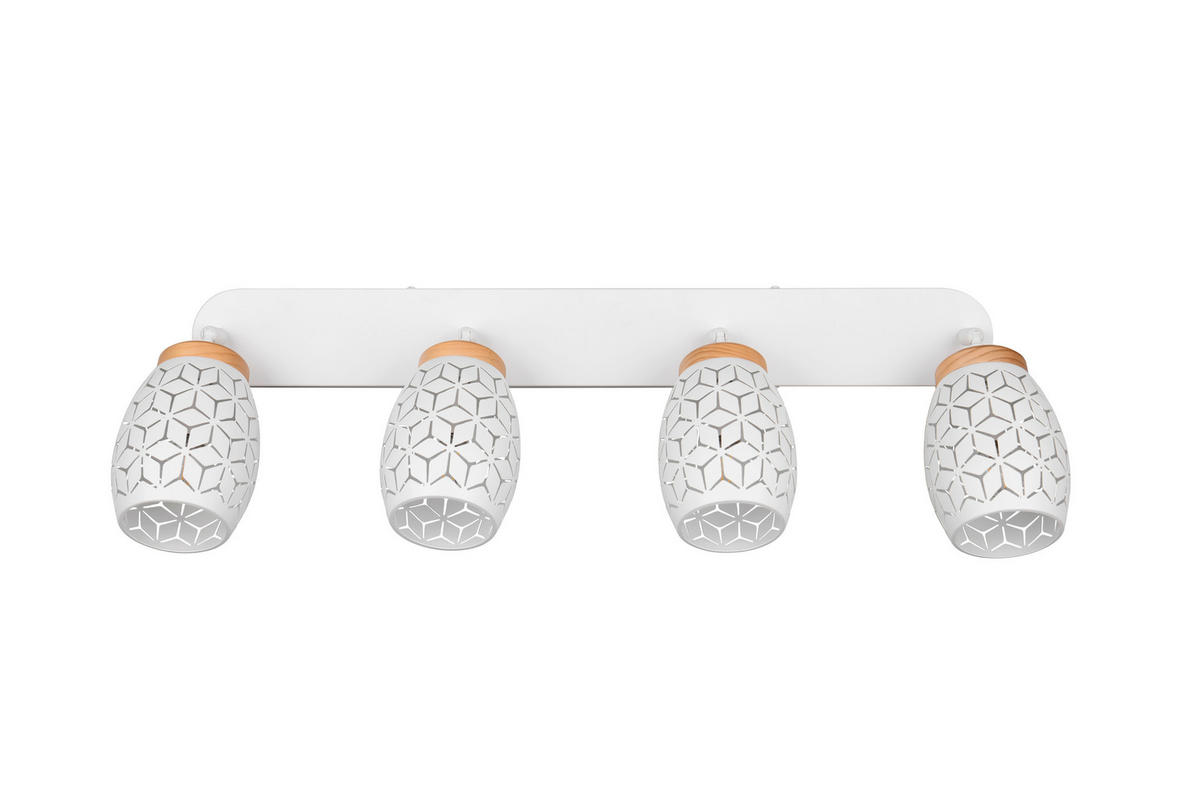 DECKENSTRAHLER - Weiss/Naturfarben, Trend, Holz/Metall (74/27/12cm)