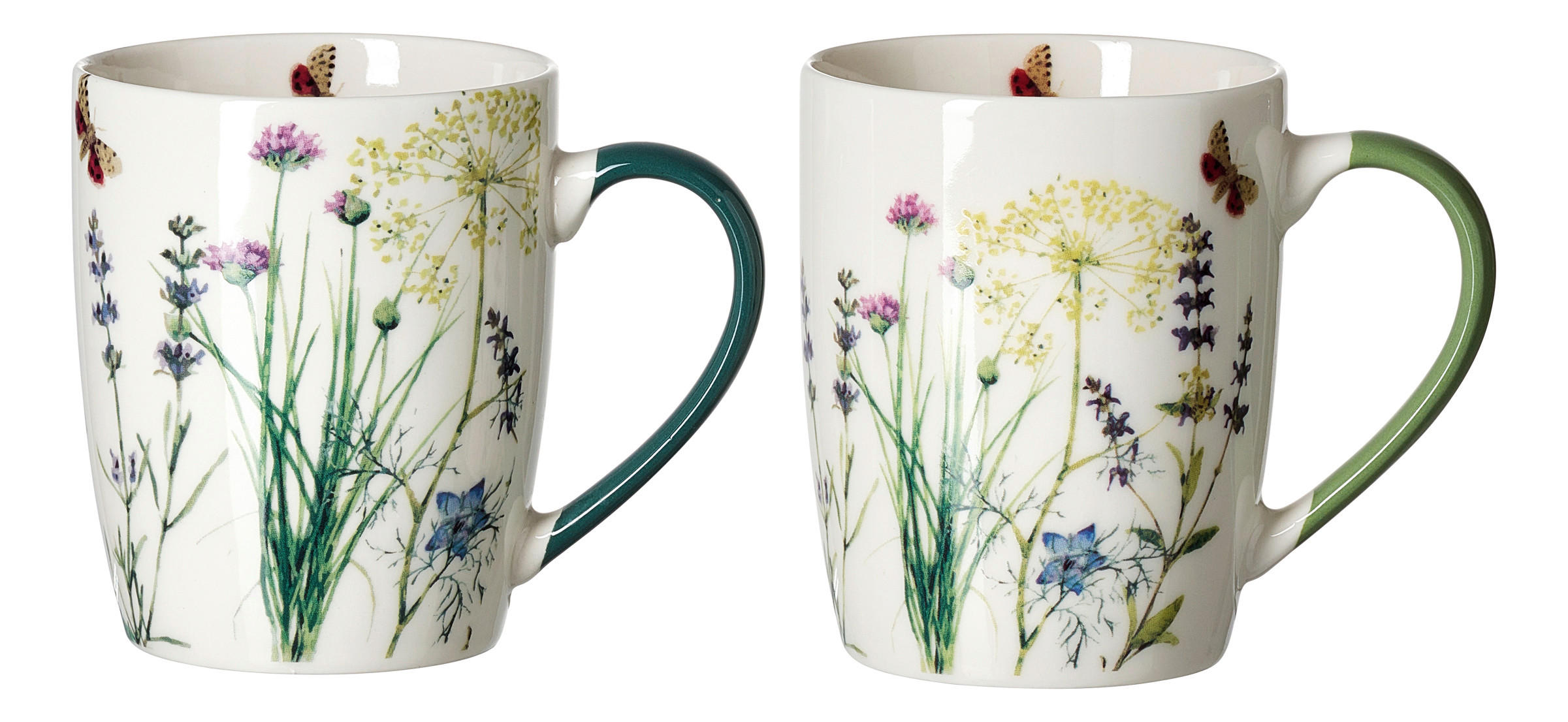 KAFFEEBECHER Butterfly  360 ml   - Weiß/Grün, KONVENTIONELL, Keramik (12,5/8,5/10,5cm) - Ritzenhoff Breker