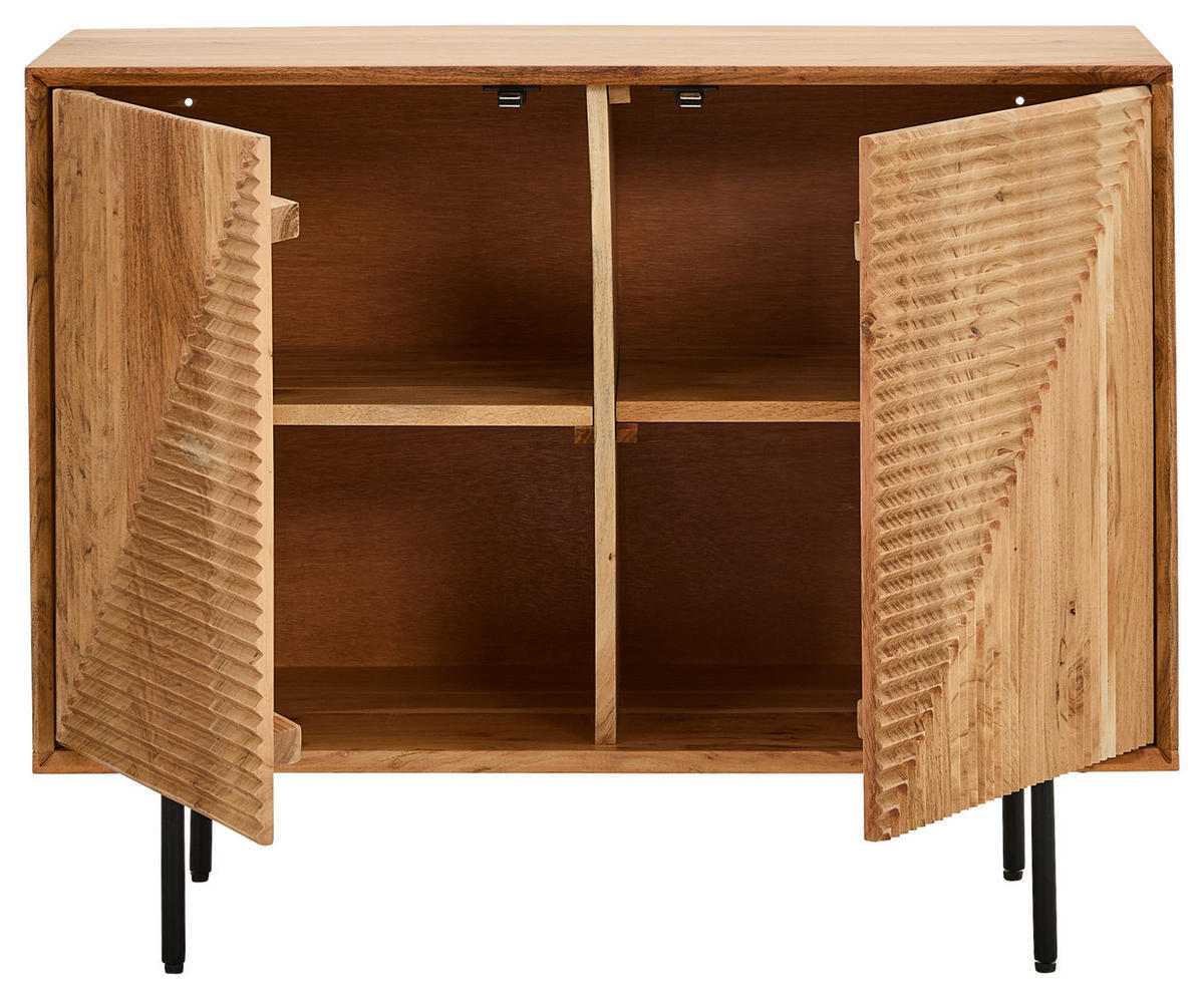 SIDEBOARD  100/71/39 cm  - Schwarz/Naturfarben, Design, Holz/Metall (100/71/39cm) - Livetastic