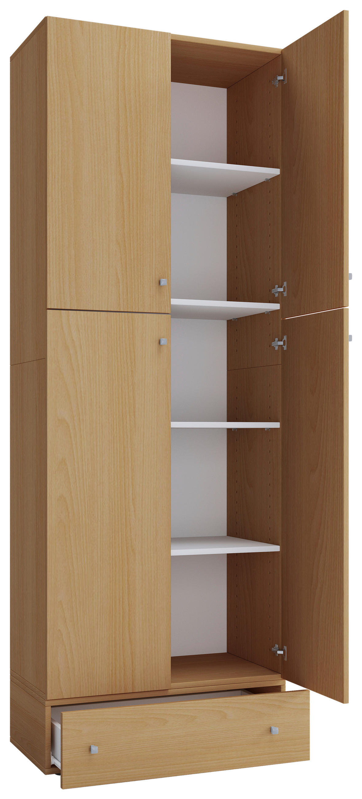 GARDEROB 70/200/39 cm 4-dörrar - bokfärgad/grå, Modern, trämaterial/plast (70/200/39cm) - MID.YOU