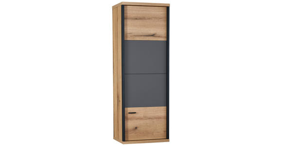 HÄNGEVITRINE in Schwarz, Eichefarben, Dunkelgrau   - Eichefarben/Dunkelgrau, KONVENTIONELL, Holzwerkstoff/Metall (49,8/140,6/38cm) - Xora