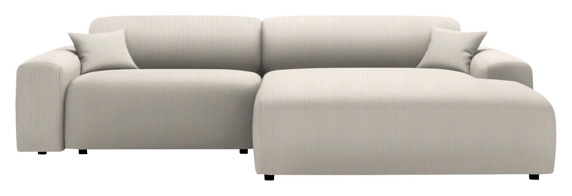 ECKSOFA in Velours, Feincord Ecru  - Ecru/Schwarz, Design, Kunststoff/Textil (292/178cm) - Livetastic