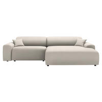 ECKSOFA in Velours, Feincord Ecru  - Ecru/Schwarz, Design, Kunststoff/Textil (292/178cm) - Livetastic
