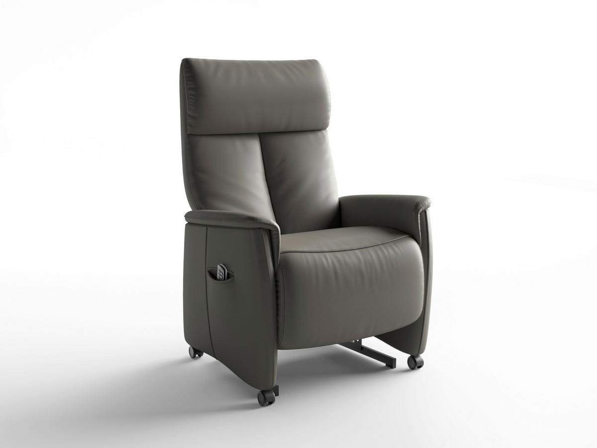 RELAXSESSEL TV CREMONA COMFORT E L3 Echtleder Kopfteilverstellung, Fußteilverstellung, Rücken echt    - Anthrazit/Schwarz, Basics, Leder/Kunststoff (76/114/84cm) - Sit & More