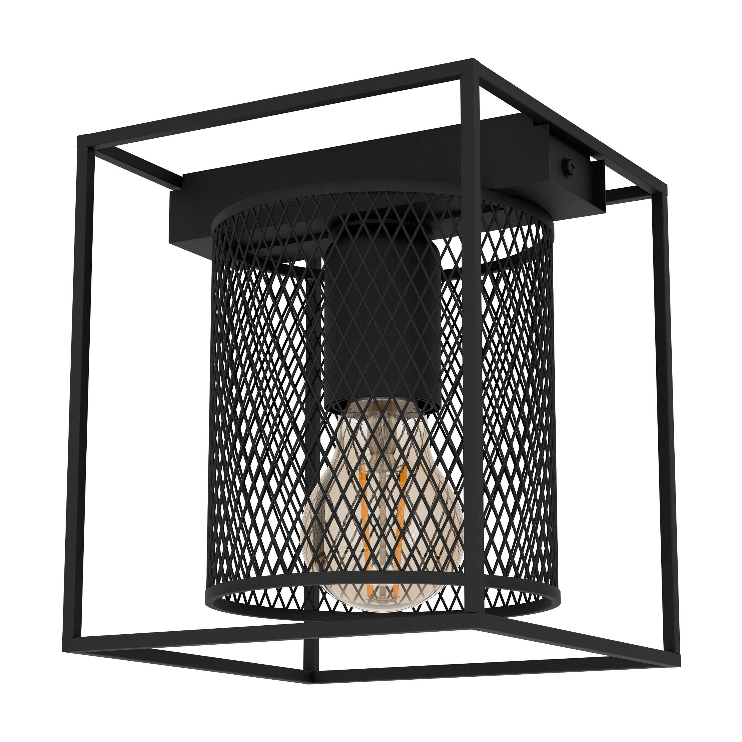 DECKENLEUCHTE 16,5/16,5/19 cm   - Schwarz, Design, Metall (16,5/16,5/19cm) - Eglo