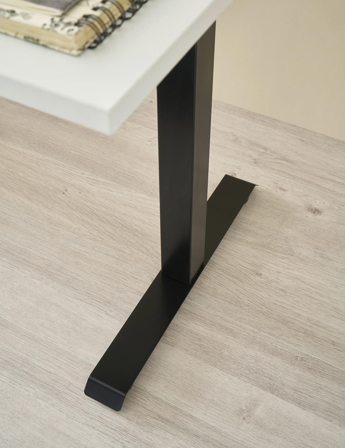 SCHREIBTISCH  in Weiss  - Weiss/Schwarz, Modern, Holzwerkstoff/Metall (160/72/72cm) - Livetastic