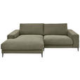 ECKSOFA Olivgrün Feincord Rücken echt  - Schwarz/Olivgrün, Design, Textil/Metall (177/253cm) - Dieter Knoll