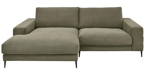 ECKSOFA Olivgrün Feincord Rücken echt  - Schwarz/Olivgrün, Design, Textil/Metall (177/253cm) - Dieter Knoll
