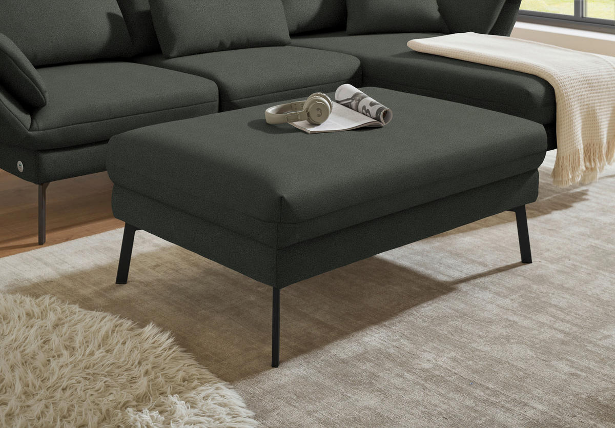 ECKSOFA  in Flachgewebe Grün  255-365/175-224 cm  - Schwarz/Grün, Design, Textil/Metall (255-365/175-224cm) - Dieter Knoll