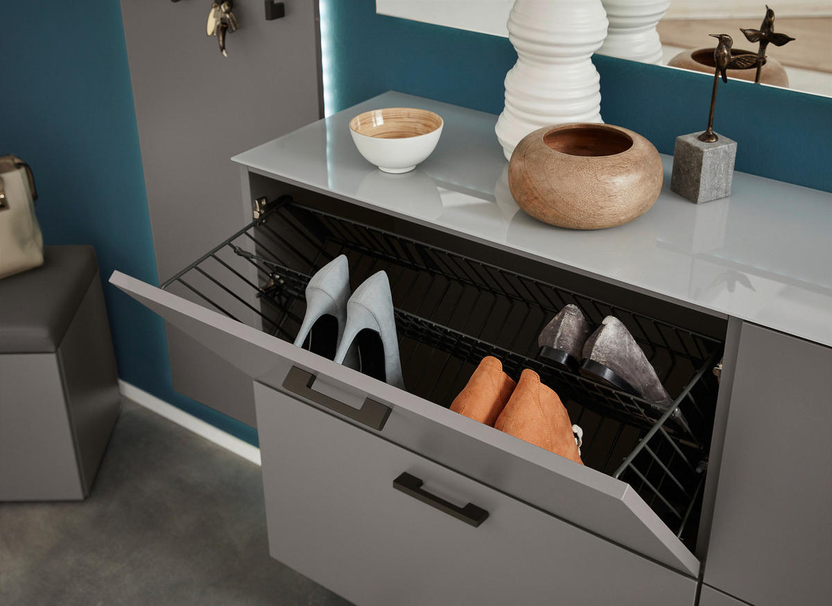 GARDEROBE  in 240/200/40 cm  - Hellgrau/Grau, Design, Glas/Holzwerkstoff (240/200/40cm) - Musterring